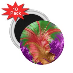 Fractal Purple Green Orange Yellow 2 25  Magnets (10 Pack)  by Pakrebo