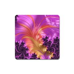 Fractal Puffy Feather Art Artwork Square Magnet by Pakrebo