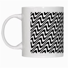 White Line Wave Black Pattern White Mugs