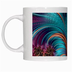 Feather Fractal Artistic Design White Mugs by Pakrebo