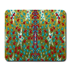 Raining Paradise Flowers In The Moon Light Night Large Mousepads by pepitasart