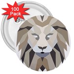 Polygonal Low Poly Lion Feline 3  Buttons (100 pack)  Front