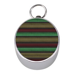 Stripes Green Red Yellow Grey Mini Silver Compasses by BrightVibesDesign