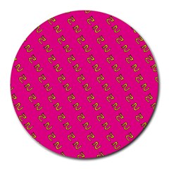 No Step On Snek Pattern Pink Background Meme Round Mousepad by snek