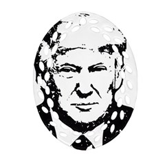 Trump Retro Face Pattern Maga Black And White Us Patriot Ornament (oval Filigree) by snek