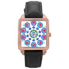 Mandala Geometric Design Pattern Rose Gold Leather Watch  by Pakrebo