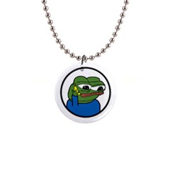 Apu Apustaja With Banana Phone Wall Eyed Pepe The Frog Kekistan 1  Button Necklace by snek