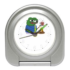 Apu Apustaja Roasting A Snail On A Campfire Pepe The Frog Travel Alarm Clock by snek