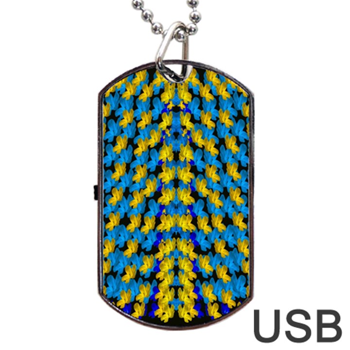 Flowers Coming From Above Ornate Decorative Dog Tag USB Flash (Two Sides)