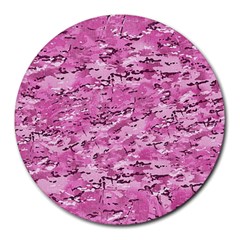 Pink Camouflage Army Military Girl Round Mousepads by snek