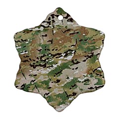 Wood Camouflage Military Army Green Khaki Pattern Snowflake Ornament (two Sides) by snek