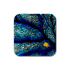 Sea Fans Diving Coral Stained Glass Rubber Square Coaster (4 Pack) 