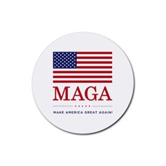 Maga Make America Great Again With Usa Flag Rubber Coaster (round)  by snek