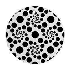 Dot Dots Round Black And White Round Ornament (two Sides) by Pakrebo