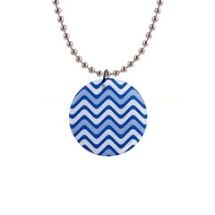 Waves Wavy Lines Pattern 1  Button Necklace by Alisyart