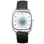Business Blue Triangular Pattern Square Metal Watch Front