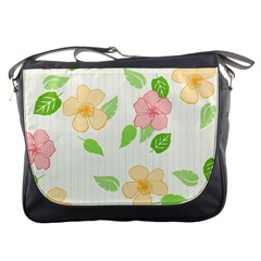 Flowers Leaf Stripe Pattern Messenger Bag by Mariart