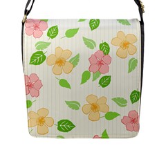 Flowers Leaf Stripe Pattern Flap Closure Messenger Bag (l) by Mariart