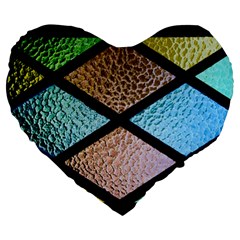 Stained Glass Soul Large 19  Premium Flano Heart Shape Cushions by WensdaiAmbrose