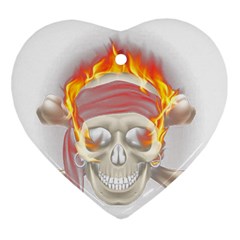 Fire Red Skull Ornament (heart) by Mariart