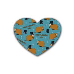 Groundhog Day Pattern Heart Coaster (4 Pack)  by Valentinaart