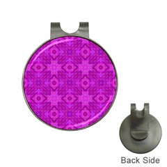 Magenta Mosaic Pattern Triangle Hat Clips With Golf Markers by Pakrebo