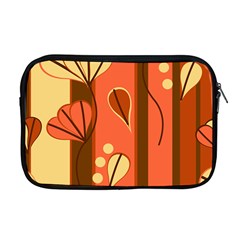 Amber Yellow Stripes Leaves Floral Apple Macbook Pro 17  Zipper Case by Pakrebo