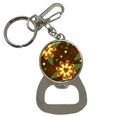 Floral Hearts Brown Green Retro Bottle Opener Key Chains