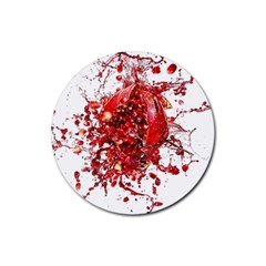 Red Pomegranate Fried Fruit Juice Rubber Coaster (round)  by Mariart