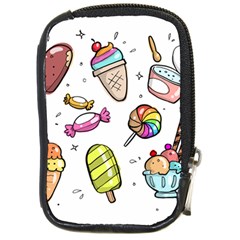 Doodle Cartoon Drawn Cone Food Compact Camera Leather Case by Pakrebo