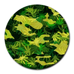 Marijuana Camouflage Cannabis Drug Round Mousepads by Pakrebo