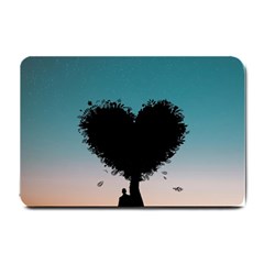 Tree Heart At Sunset Small Doormat  by WensdaiAmbrose