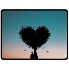 Tree Heart At Sunset Double Sided Fleece Blanket (large)  by WensdaiAmbrose