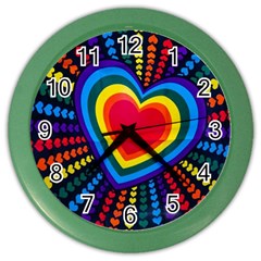 Rainbow Pop Heart Color Wall Clock by WensdaiAmbrose