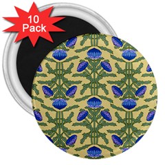 Pattern Thistle Structure Texture 3  Magnets (10 Pack)  by Pakrebo