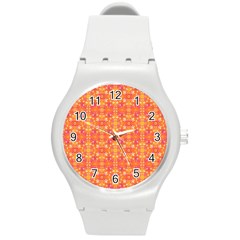 Desktop Pattern Abstract Orange Round Plastic Sport Watch (m) by Pakrebo