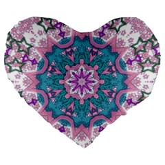 Mandala Pattern Abstract Large 19  Premium Heart Shape Cushions by Pakrebo