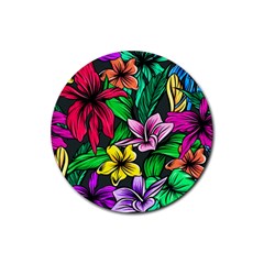Hibiscus Flower Plant Tropical Rubber Coaster (round)  by Pakrebo