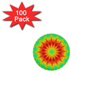 Kaleidoscope Background Mandala Red green 1  Mini Buttons (100 pack) 