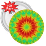 Kaleidoscope Background Mandala Red green 3  Buttons (100 pack)  Front