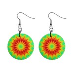 Kaleidoscope Background Mandala Red green Mini Button Earrings