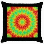 Kaleidoscope Background Mandala Red green Throw Pillow Case (Black)