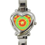 Kaleidoscope Background Mandala Red green Heart Italian Charm Watch