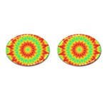 Kaleidoscope Background Mandala Red green Cufflinks (Oval)