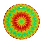 Kaleidoscope Background Mandala Red green Round Ornament (Two Sides)