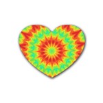 Kaleidoscope Background Mandala Red green Rubber Coaster (Heart) 