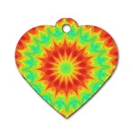 Kaleidoscope Background Mandala Red green Dog Tag Heart (One Side)