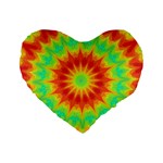 Kaleidoscope Background Mandala Red green Standard 16  Premium Heart Shape Cushions