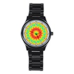 Kaleidoscope Background Mandala Red green Stainless Steel Round Watch