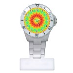 Kaleidoscope Background Mandala Red green Plastic Nurses Watch